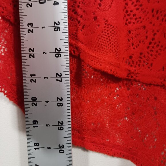 Free People, Red Long Sleeve Top, Open Knit, Oversized, Size MED, Lt. Wt., Soft - Picture 15 of 16